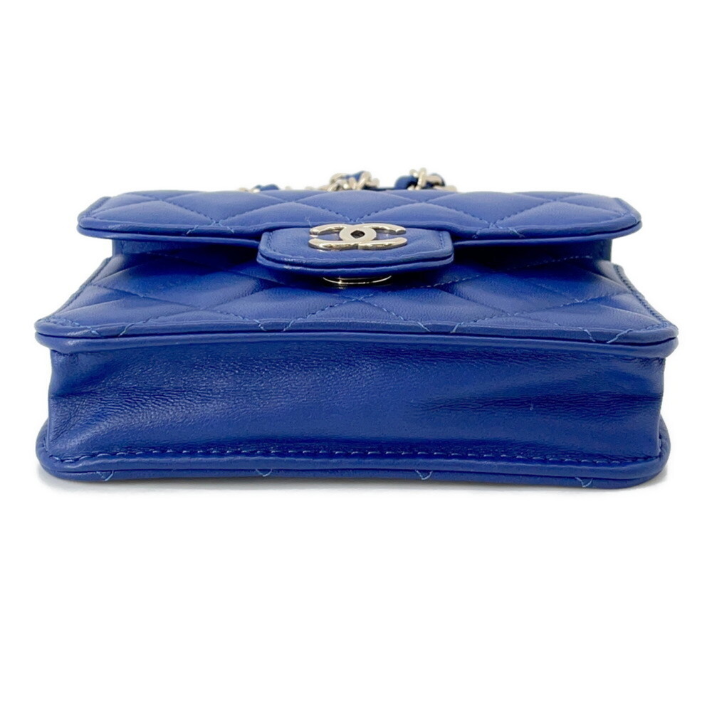 CHANEL Authentic Blue Lambskin Leather Logo Wallet - Picture 3 of 16
